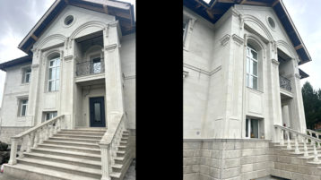 Фасад из известняка белого ИДА и доломита Геналдон (4076)