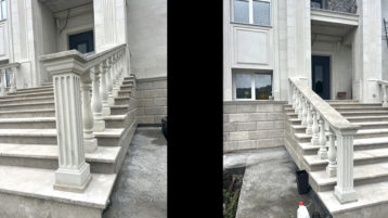 Фасад из известняка белого ИДА и доломита Геналдон (4076)