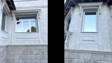 Фасад из известняка белого ИДА и доломита Геналдон (4076)