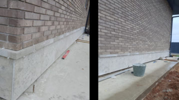 Отделка доломитом цоколя дома и площадок (4631)